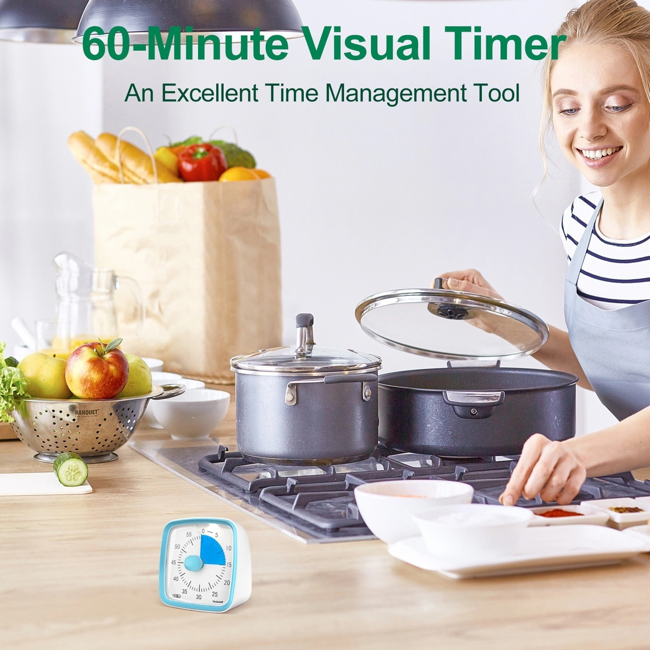 AIMILAR Minuteur visuel de 60 minutes – Outil de gestion du temps silencieux  pour salle de classe ou réunion, compte à rebours pour enfants et adultes