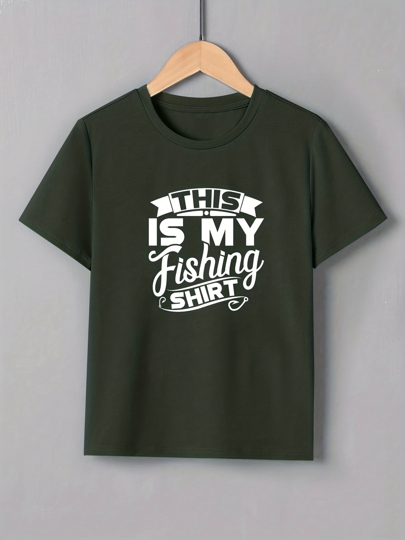 Fishing Shirt Letter Print Boys Creative T shirt Casual - Temu