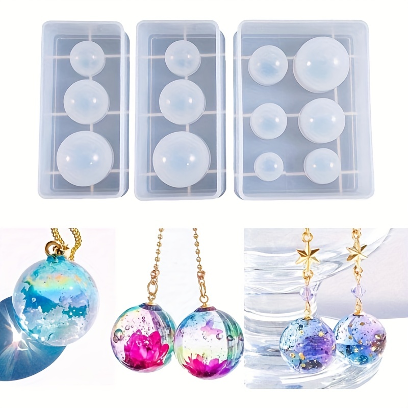 7 PCS 3D Sphere Silicone Resin Molds, AFUNTA Clear Silicone Ball Mold Eggs  Ball Epoxy Resin Molds, Universe Spheroid Pendant Casting Molds for DIY