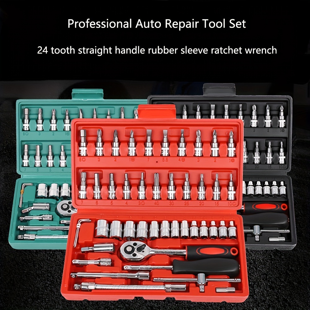 46Pcs Tool Kit & Screwdriver Socket Set, Hand Tool Kit Wrench Set Multi  Purpose Combination Tool Case Precision Socket Set, Bike Tool Kit Set Tool  Box