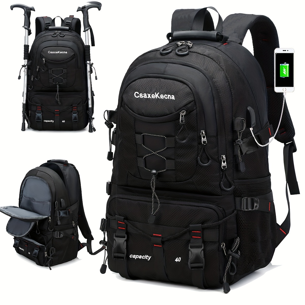 LIGHT FLIGHT Mochila de viaje de 40L, mochila para laptop de 17.3 pulgadas  para hombre, mochilas de mano para hombre con orificio de carga USB