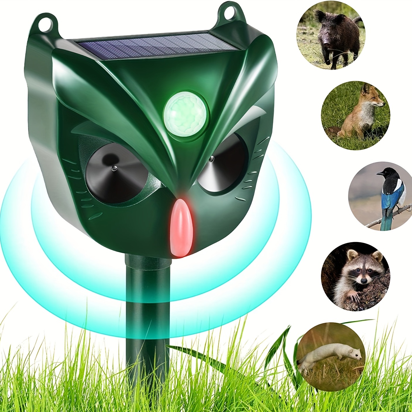 LED Ahuyentador De Perros Repelente Gatos Aves Disuasión De Animales  Ultrasónic