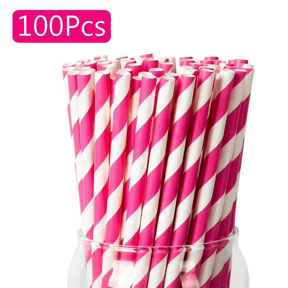 

100pcs Party Straws, Disposable Red Green Pink Paper Drinking Straw For , Milkshake, Coffee, Lemonade, For Home Kitchen Bar Picnic Wedding Birthday Party, Party Supplies, Party Decors