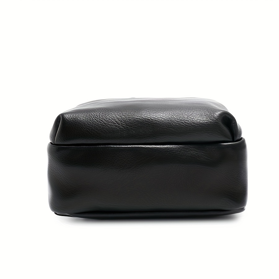 Men's Leather Crossbody Bag Chest Bag with Earphone Hole