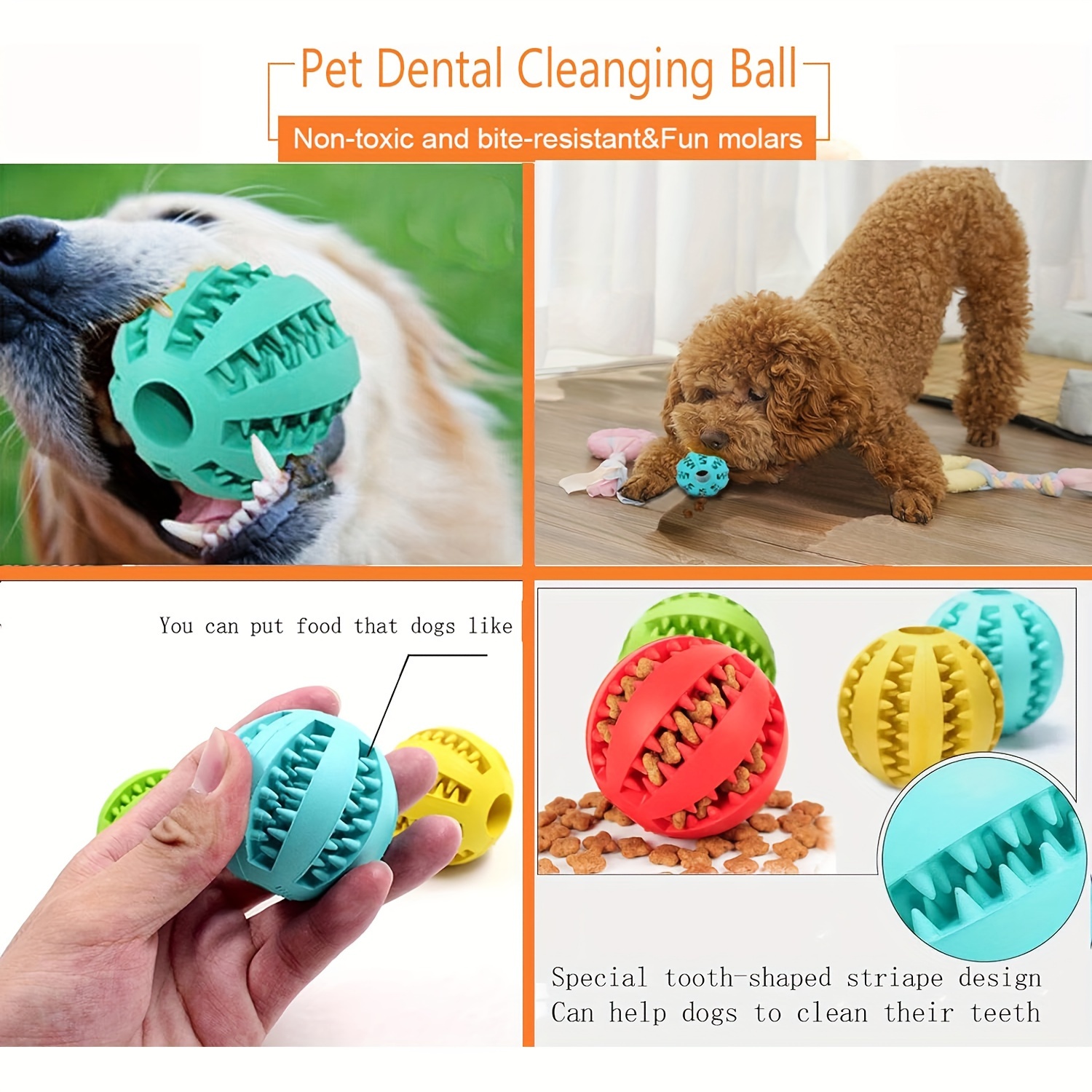 Interactive Dog Food Toys, Pet Soft Ball Toy Funny