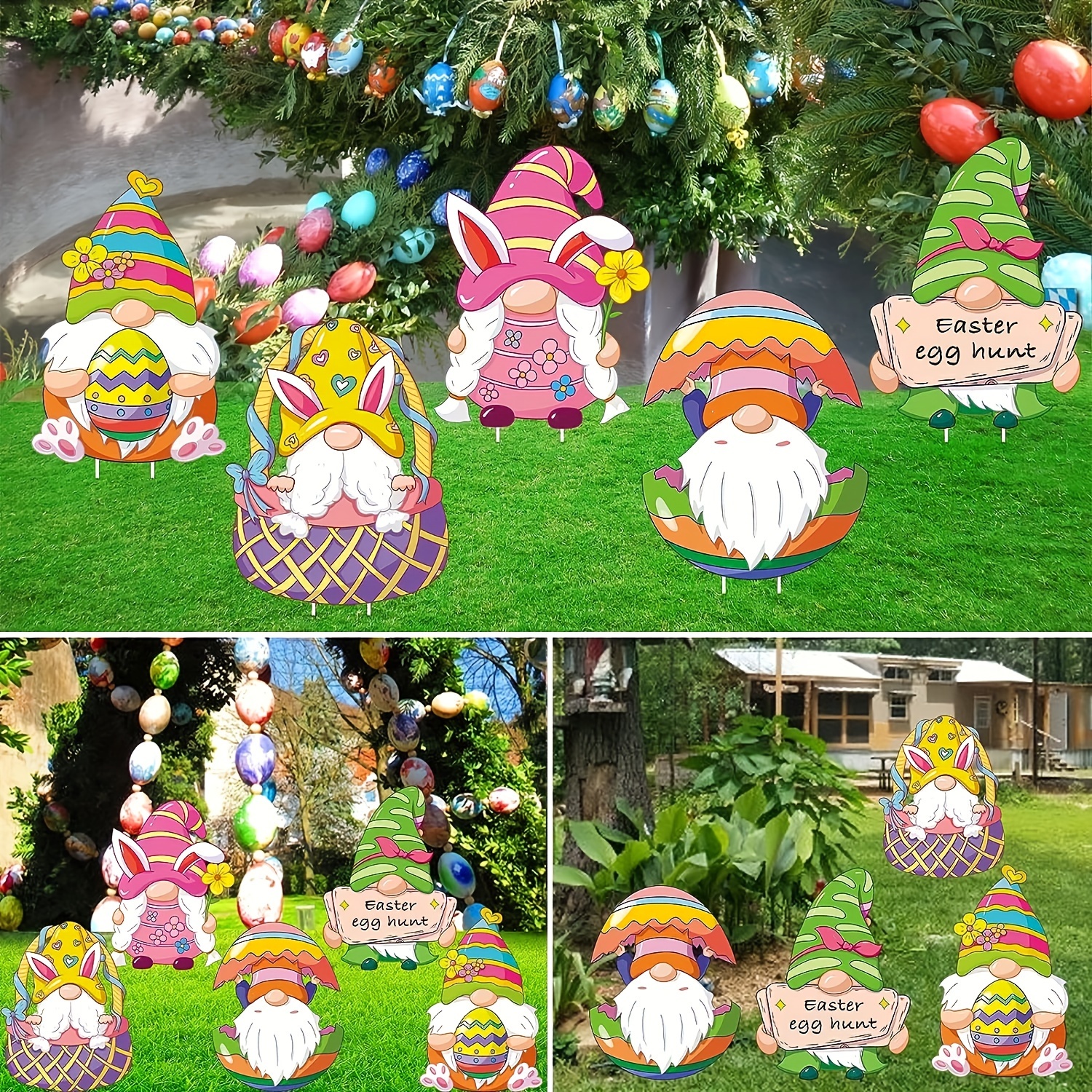 Easter Gnomes Outdoor Yard Signs Easter Dwarf Bunny Egg - Temu