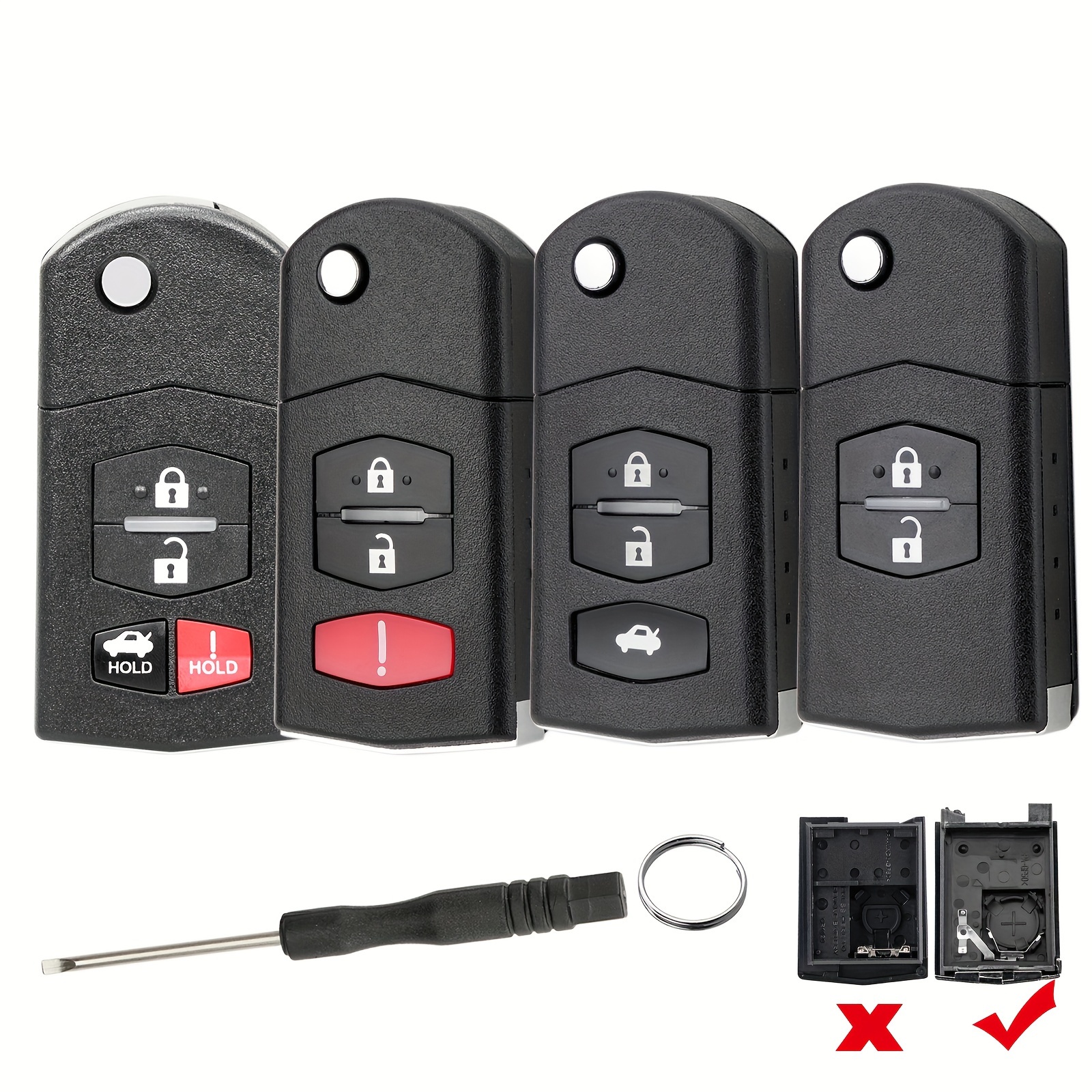 3 BT Small Set) 2/3 Button Remote Car Key Shell Case Flip Folding With  Uncut Blade And Battery Holder For Mazda 2 3 5 6 RX8 MX5 M6 CX5 on OnBuy