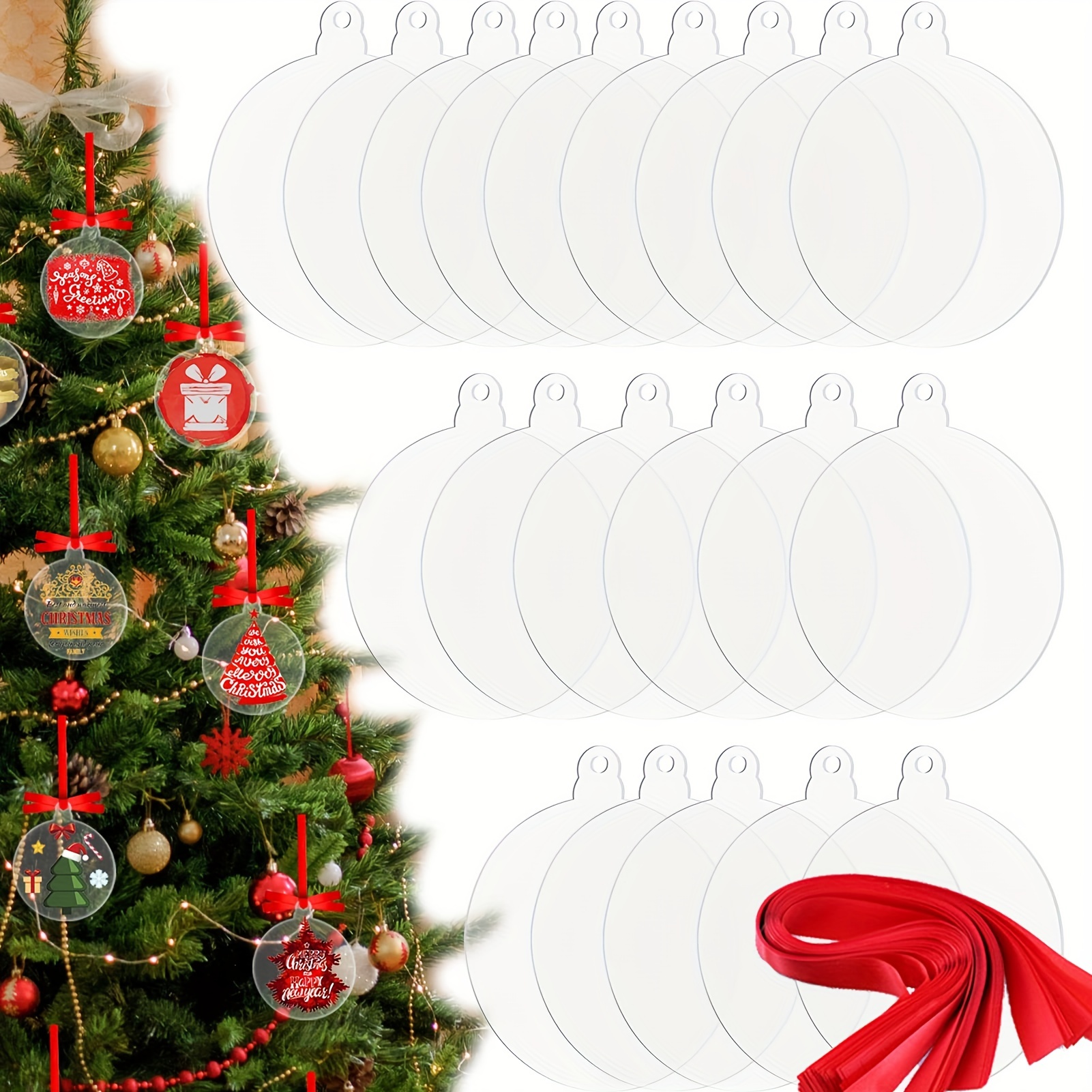 20Pcs Sublimation Ornament Blanks 3 Inch Christmas Ornament Blanks Easy To  Use With Rope DIY Blanks