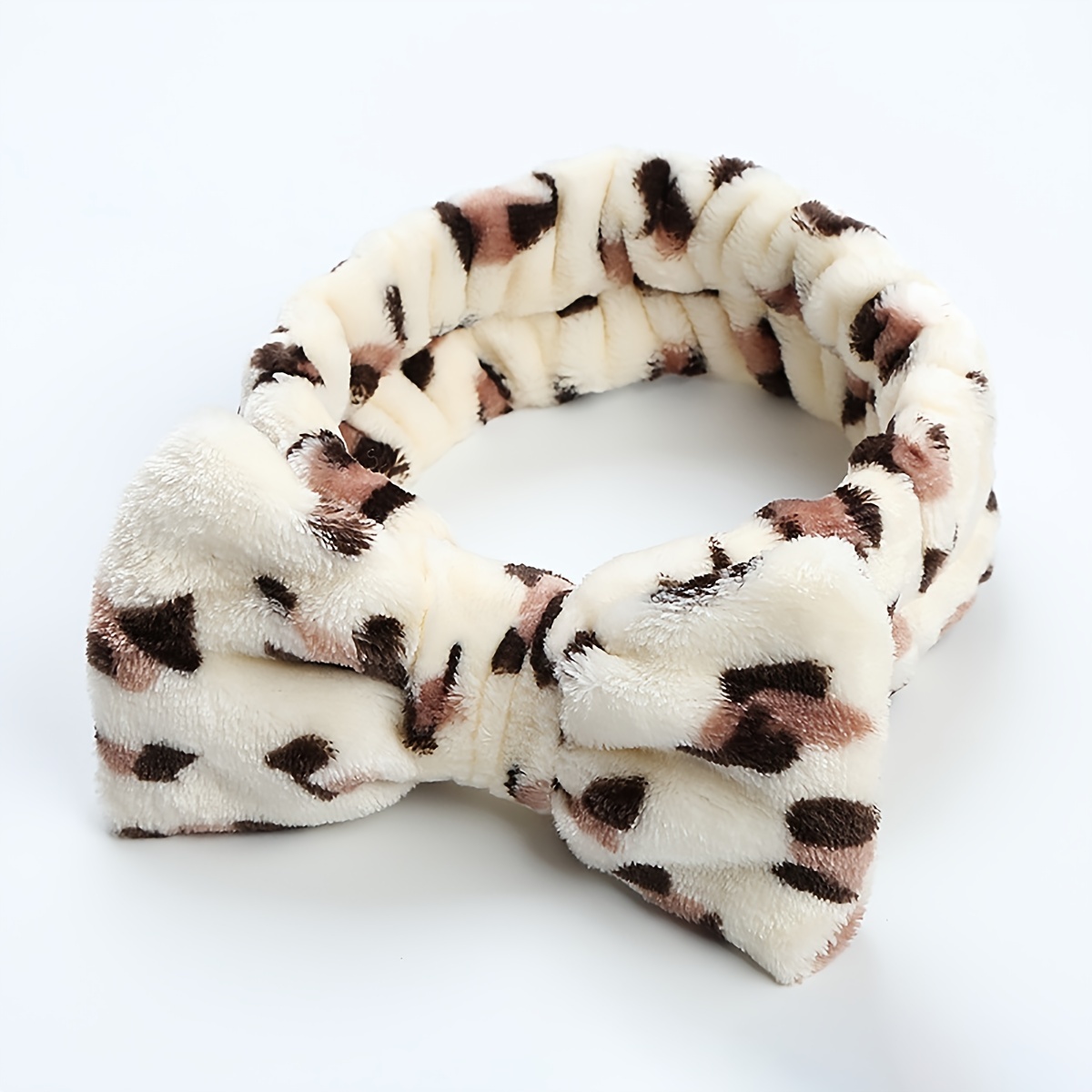 Leopard Print Coral Fleece Bowknot Headband Turban Headband