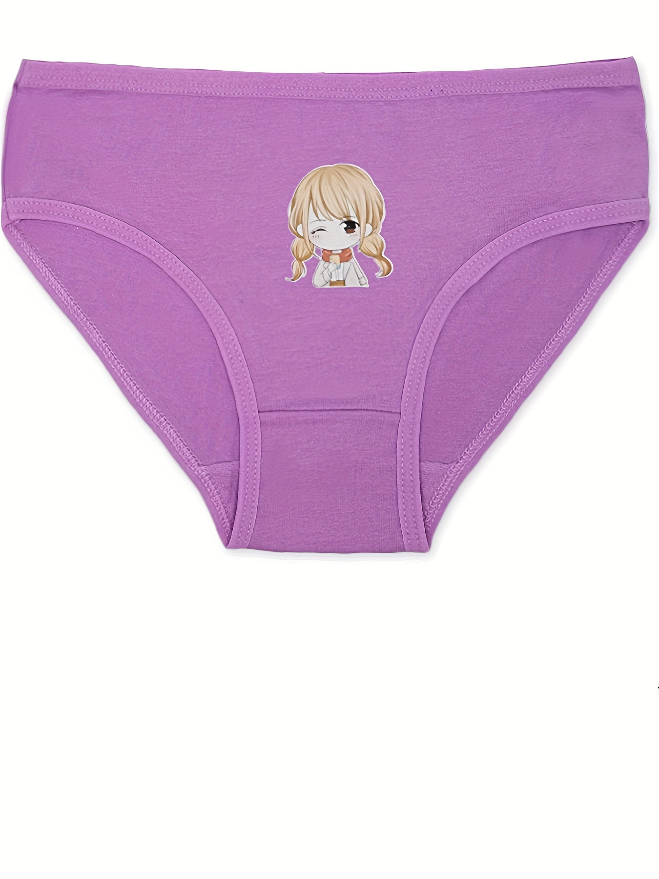 Girl's Breathable Briefs Anime Girl Print Panties Random - Temu
