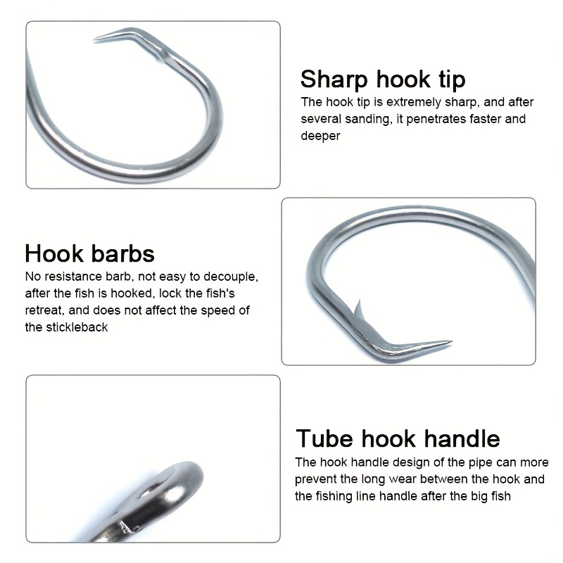 Tuna Circle Hooks Saltwater, Stainless Steel in-Line