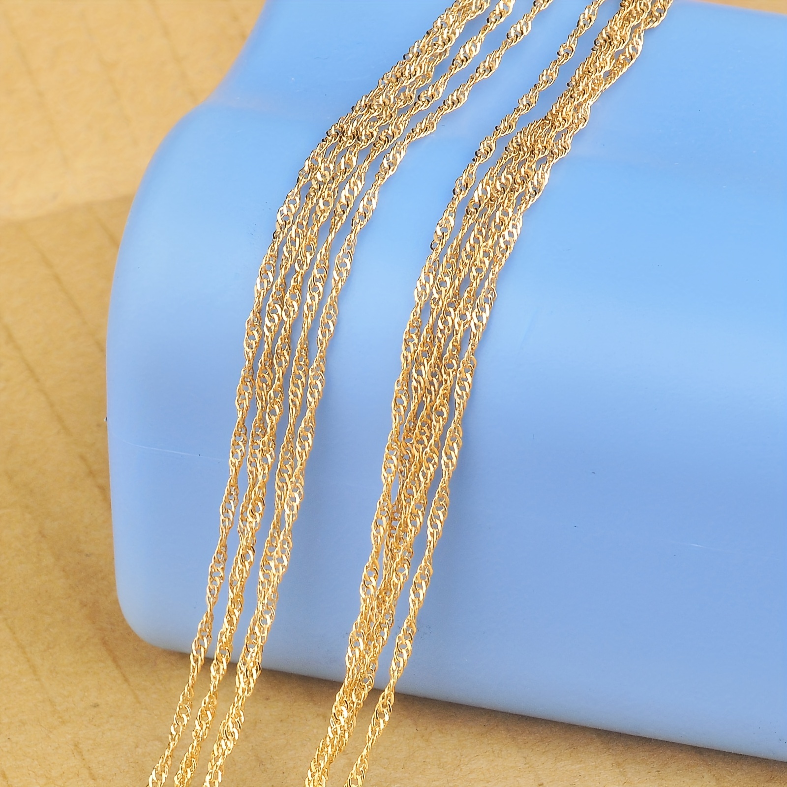 Water Wave Chain Necklace Plated 18k Gold Plated Chain - Temu