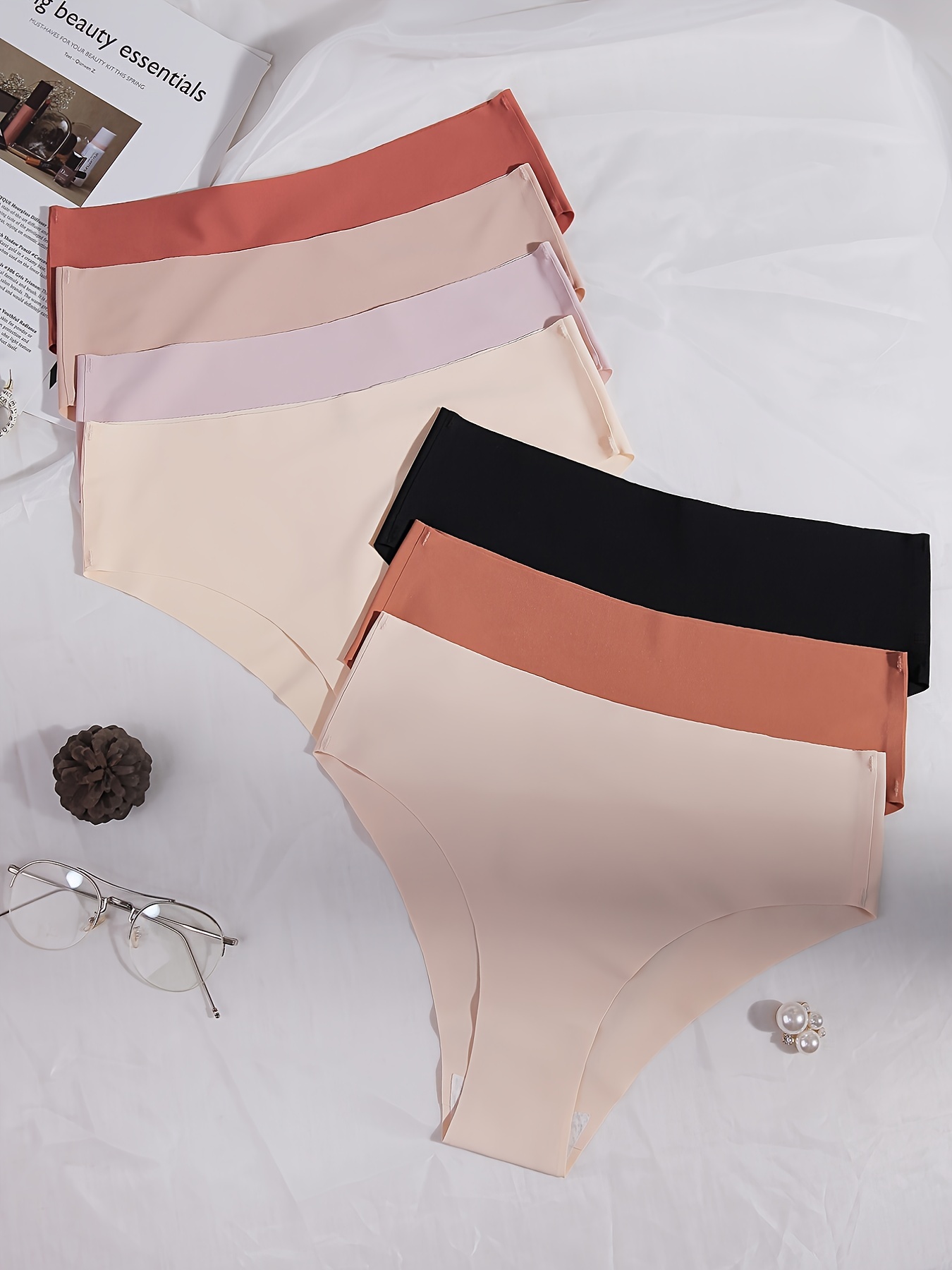Simple Solid Boyshort Panties Comfortable Seamless Skin - Temu