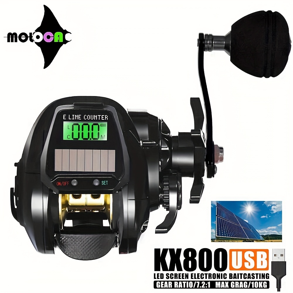 Electric Count Baitcasting Fishing Reel Rechargeable LED Digital