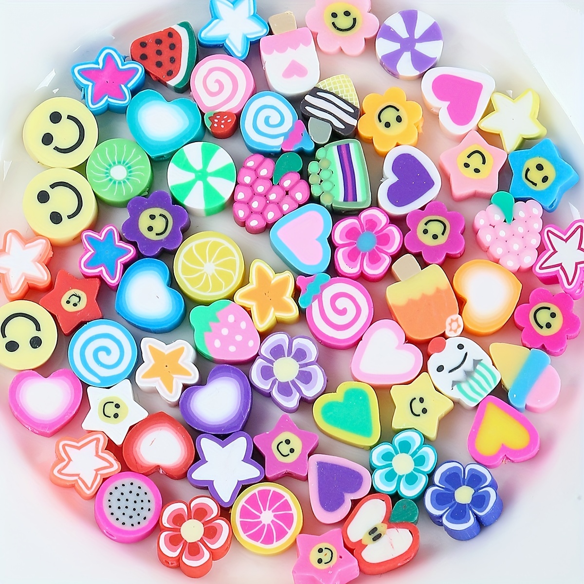 1140 Pcs Polymer Clay Bead Kit, Flower Beads Mixed Fruit Spacer  Beads,Charms For Bracelet Making