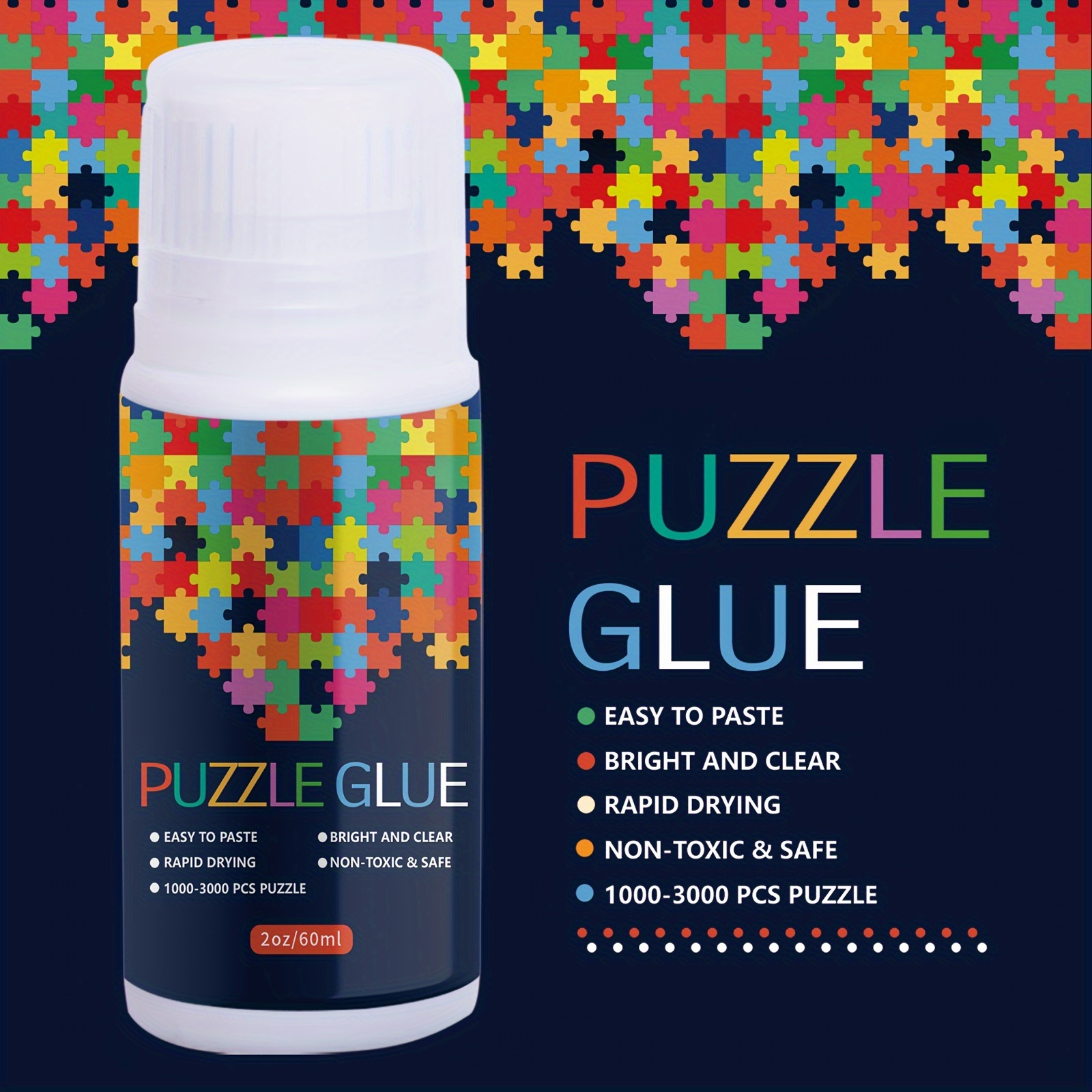 Jigsaw Puzzle Glue Clear with Sponge Head Quick Drying Bright and  Water-Solub