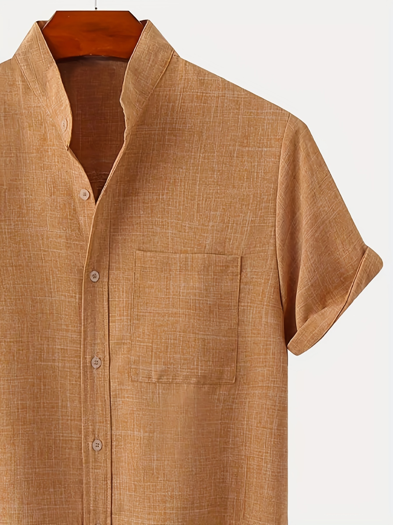 Classic Rust Brown Top - Button-Up Top - Short Sleeve Top - Top