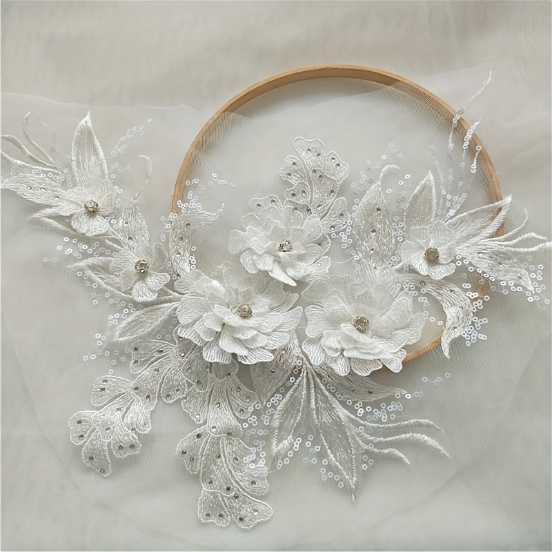 Beaded Applique Three dimensional Flower Embroidery - Temu