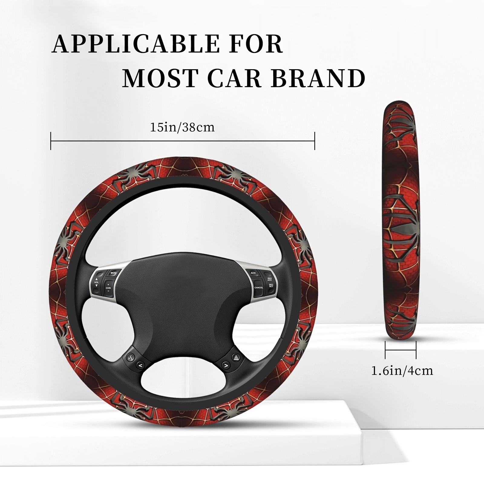 Halloween Spider Web Head Steering Wheel Cover, Universal 14.5-15 Inch Car  Wheel Protector, Anti-Slip Car Steering Wheel Accessories For Men And Women