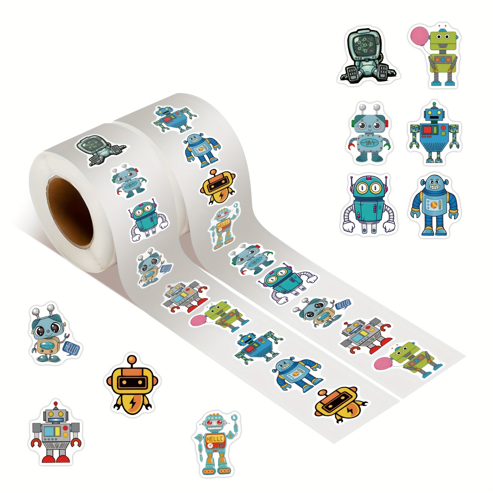 500pcs Cute Robot Stickers Roll Robot Sticker Vinyl Stickers For Teens  Adults Decals For Loptop Water Bottles Skateboard Phone