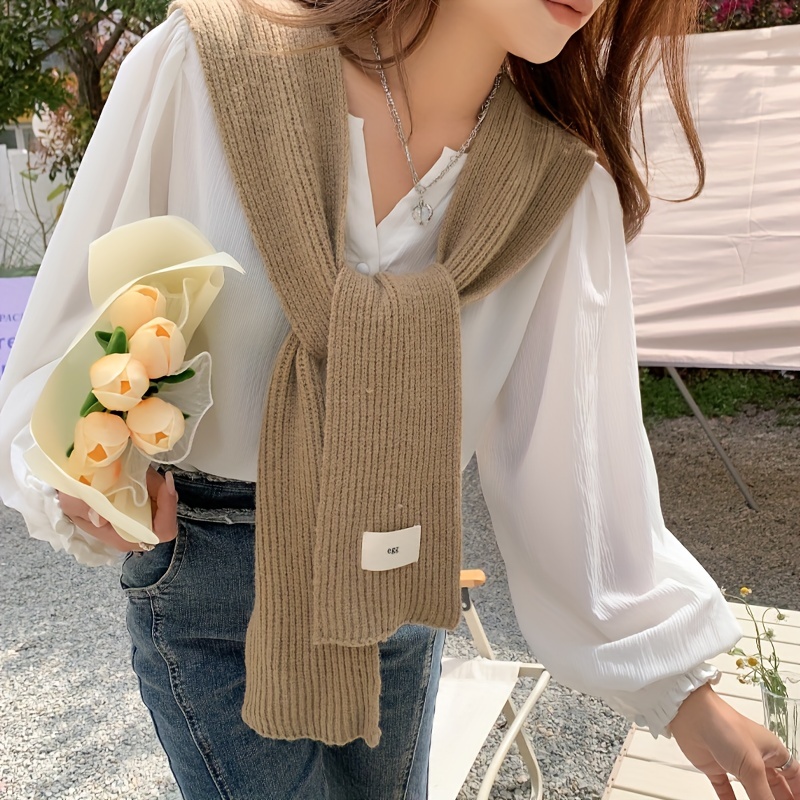 Knitted Long Sleeve Shawl Solid Casual Elastic Warm Wrap Windproof Cardigan