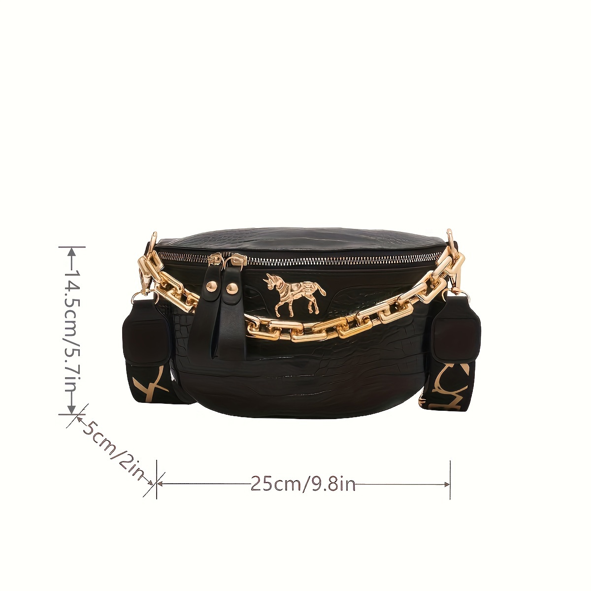 Crocodile Pattern Fanny Pack, Trendy Waist Bag For Travel & Sports, Stylish  Chain Decor Faux Leather Chest Bag - Temu Japan