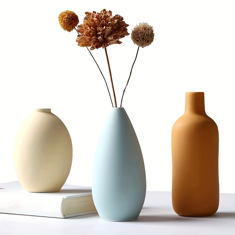 Ceramic Vase Set - 2 Flower Donut Modern Vases for Home Décor, Creative  White Vases Minimalism Style Decor Vase Table Vase for Living Room Entryway