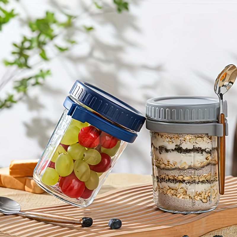 4pcs Overnight Oats Containers With Lids And Spoons - Temu