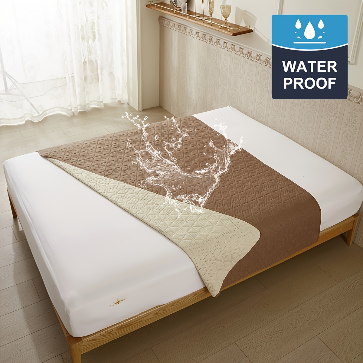 New Waterproof Mattress Pad, Dark Colored to Hide Stains