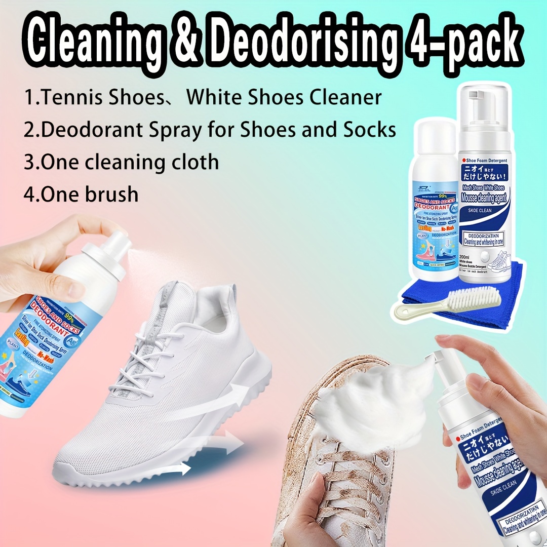 Shoe Cleaner Kit for Sneaker, Water-Free Foam Sneaker Cleaner 5.3Oz with  Shoe Brush and Shoe Cloth,Work on White Shoe,Suede,Boot,Canvas,PU,Fabric,etc