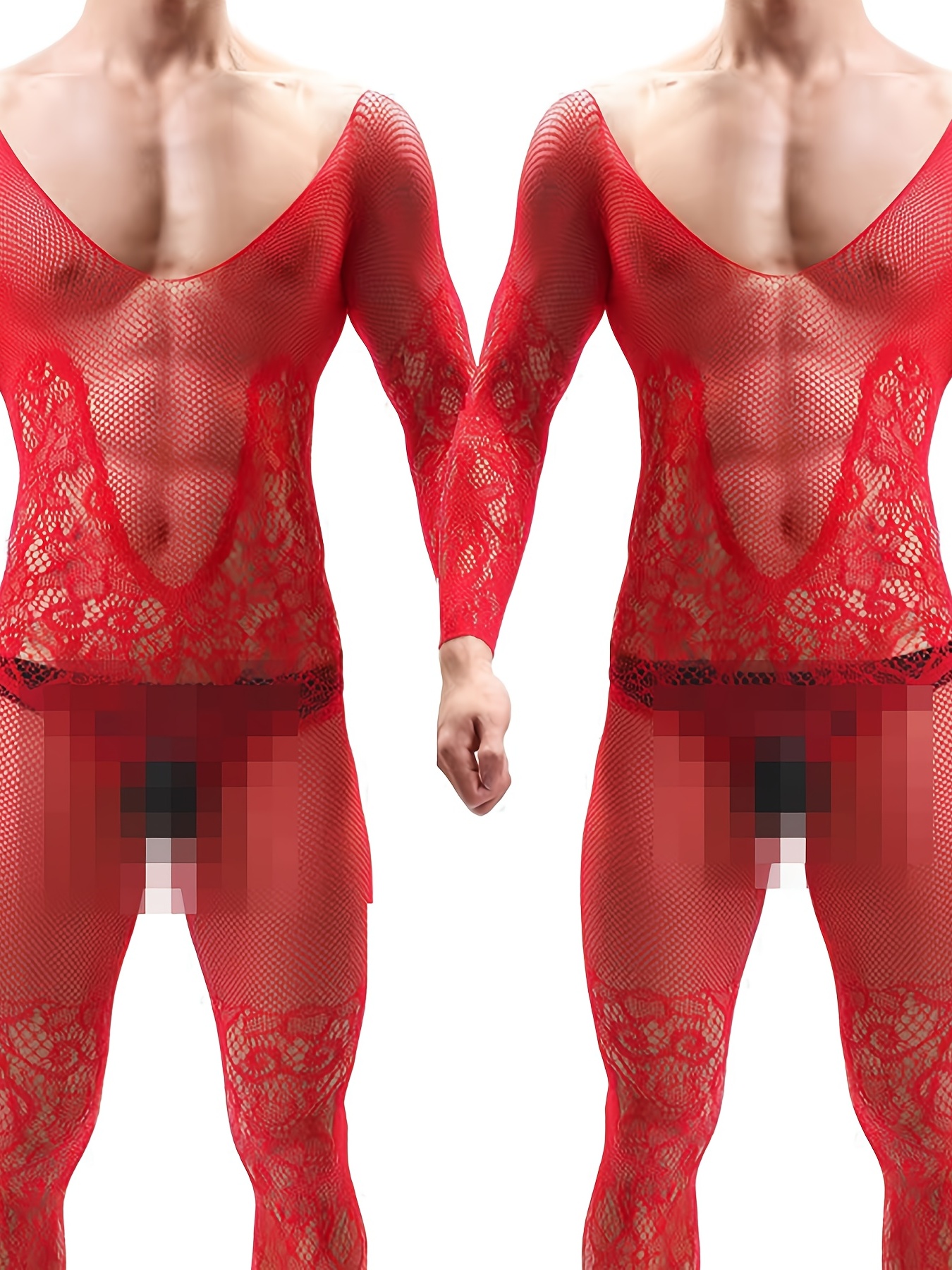 Mens Sexy Sheer Mesh Full Body Pantyhose Jumpsuit Clubwear