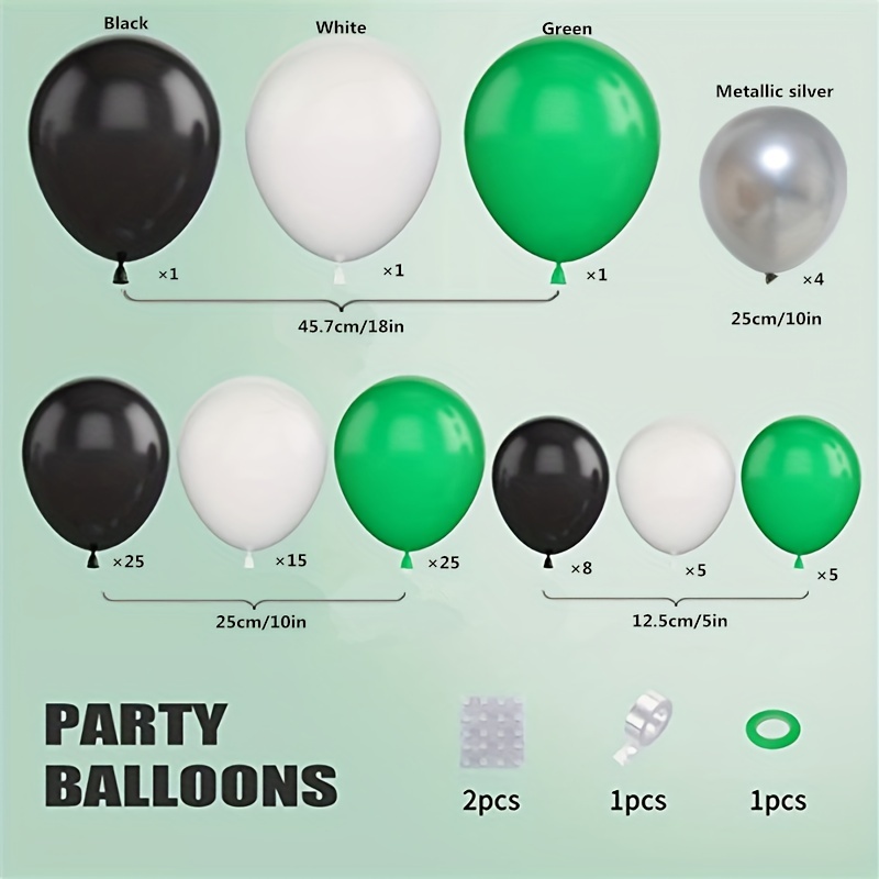 21 Piezas Globos Negros Globos Blancos Globos Verdes Globos - Temu