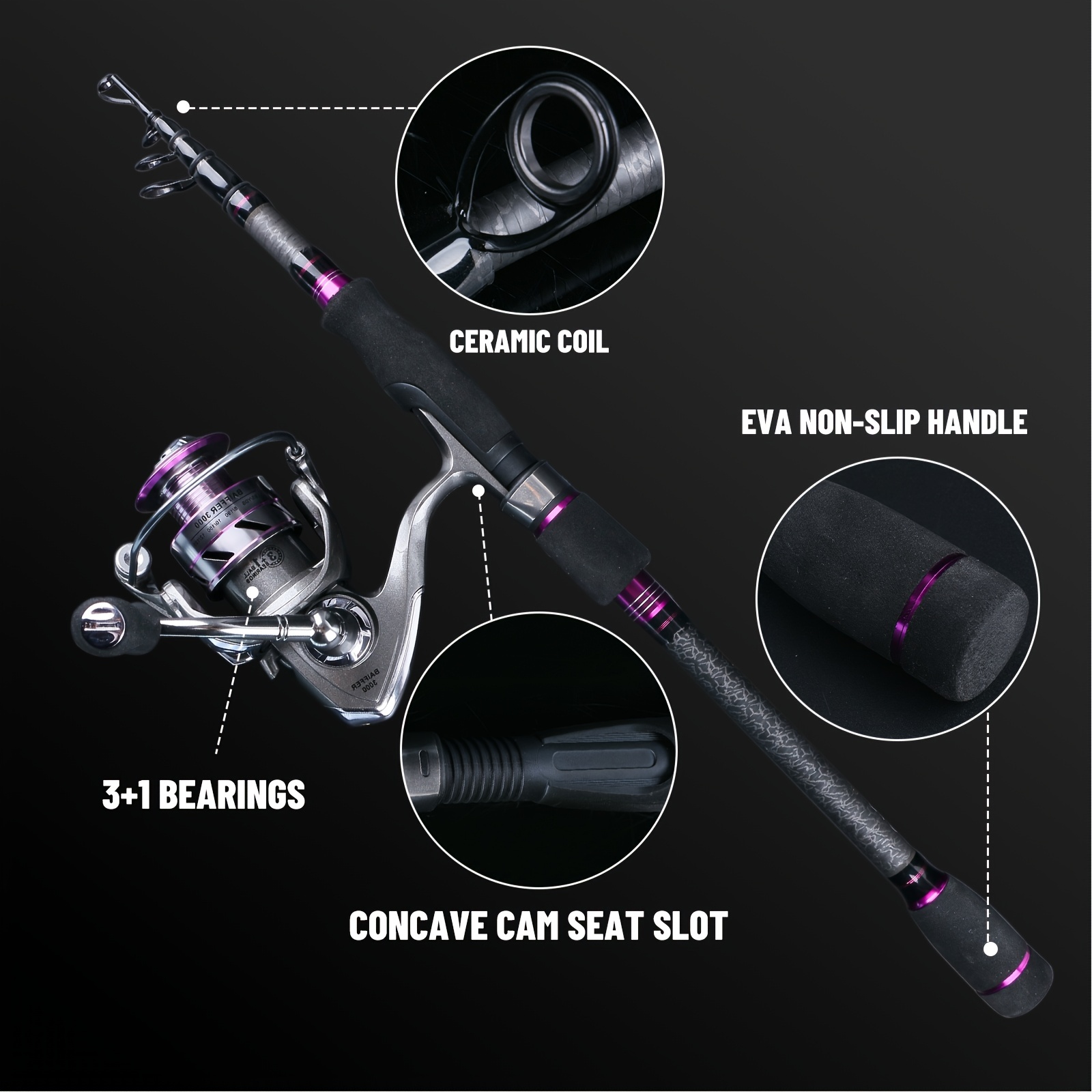 portable Fishing Rod Fishing Rod and Reel Combos Carbon Fibre Portable  Telescopic Fishing Pole Spinning Reels for Travel Fresh & Saltwater Fishing  non-slip handle : : Sports & Outdoors