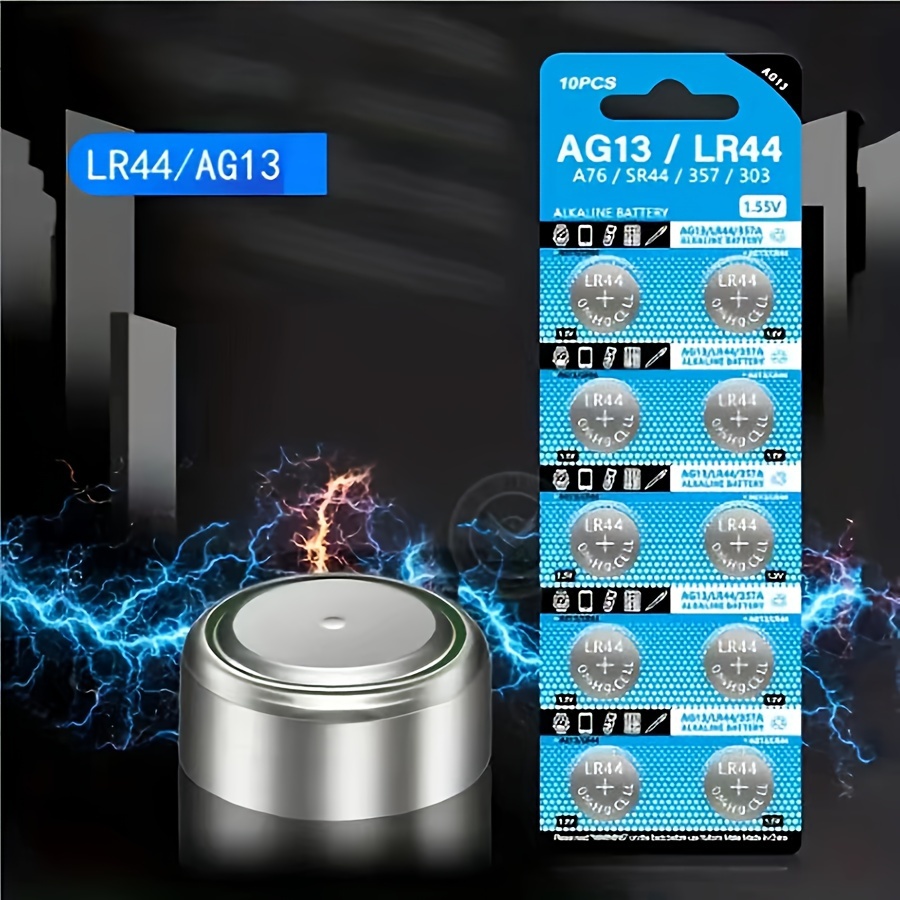 100PCS AG13 LR44 A76 L1154 357 SR44 303 Alkaline Button Battery