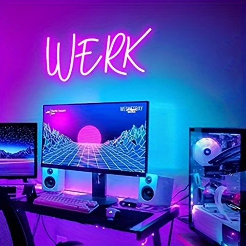 Bright Pink good “WERK” LED Light Sign Wall Decoration