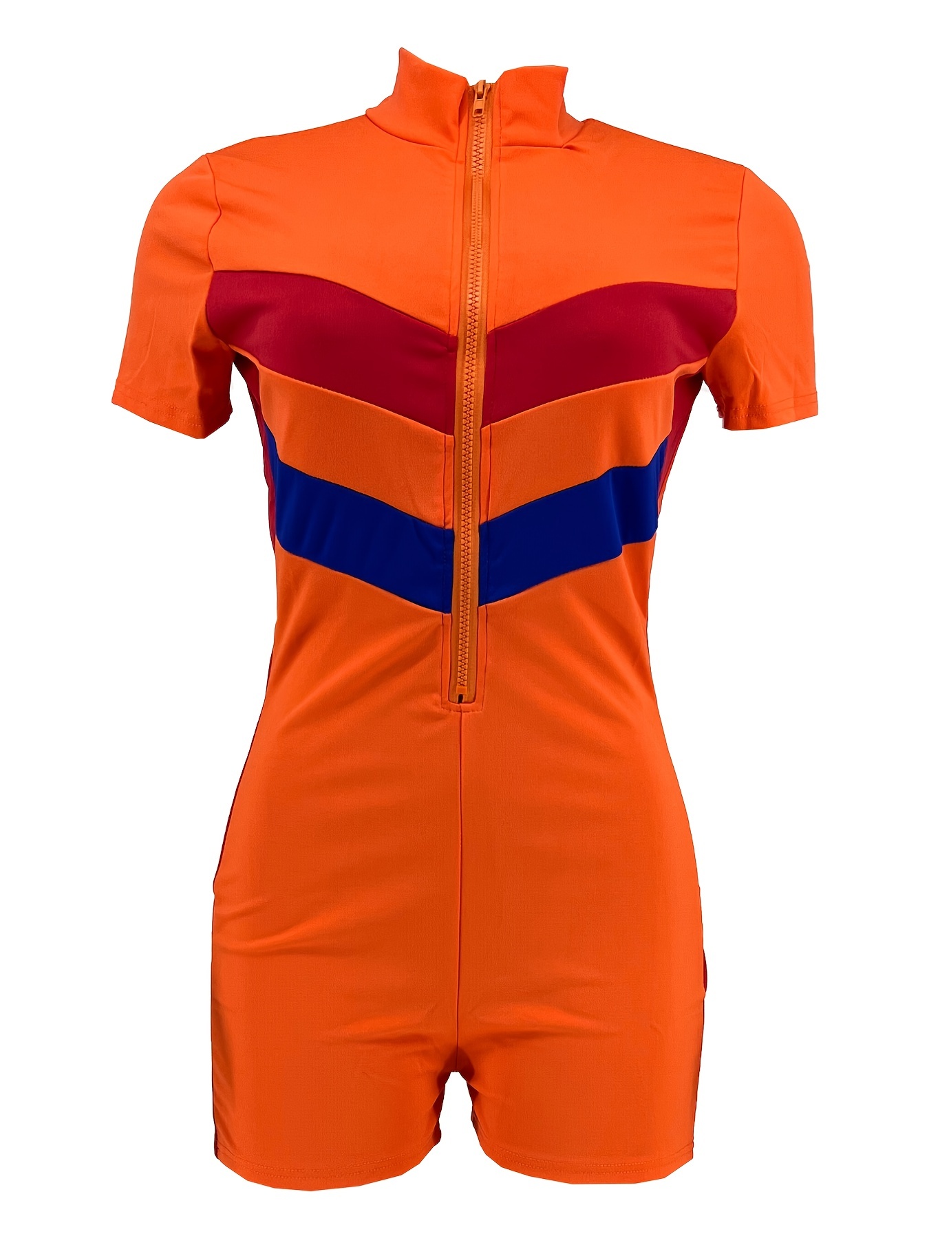 Zip Half Placket Unitard Jumpsuit (Color : Orange, Size : X-Large) :  : Clothing, Shoes & Accessories