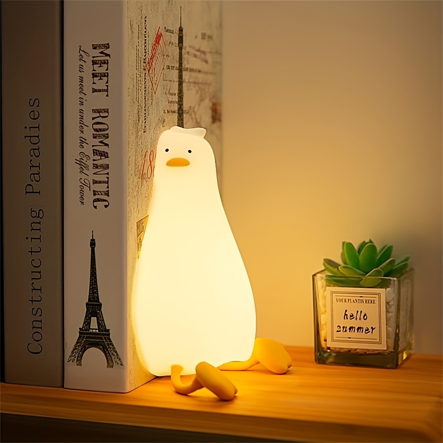 

1pc Lovely Duck Midnight Light, Led Animal Night Light, Silicone Dimmable Timing Bedside Light, Kawaii Light Lying Flat Duck Touch Light, For Bedroom Decoration