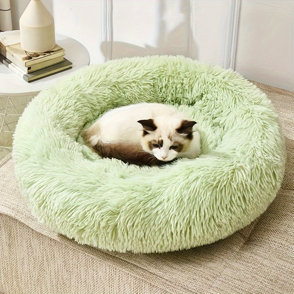 

1pc Round Pet Nest, Winter Warm Cat And Dog Bed Mattress, Comfortable And Soft Long Plush Cat Bed, Washable Cat And Dog Nest Mattress, Suitable For Small And Medium-sized Pet