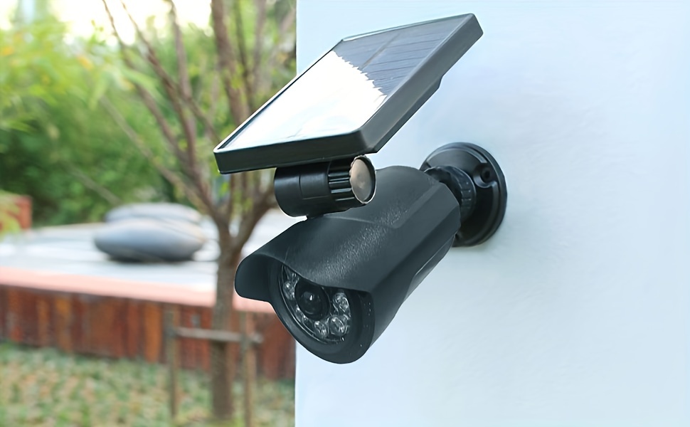 1 Pack Solar Wall Light Outdoor Simulación Cámara Vigilancia