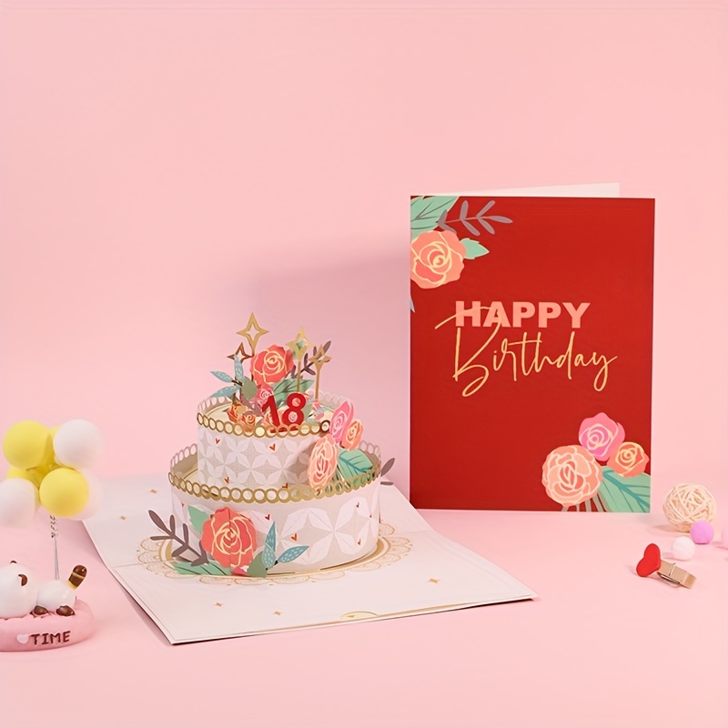 Carte Anniversaire 3D, Carte Pop Up Anniversaire, Carte Anniversaire  Artisanale, Carte d'Anniversaire Pop-Up Double Couches Gâteau avec  Enveloppe