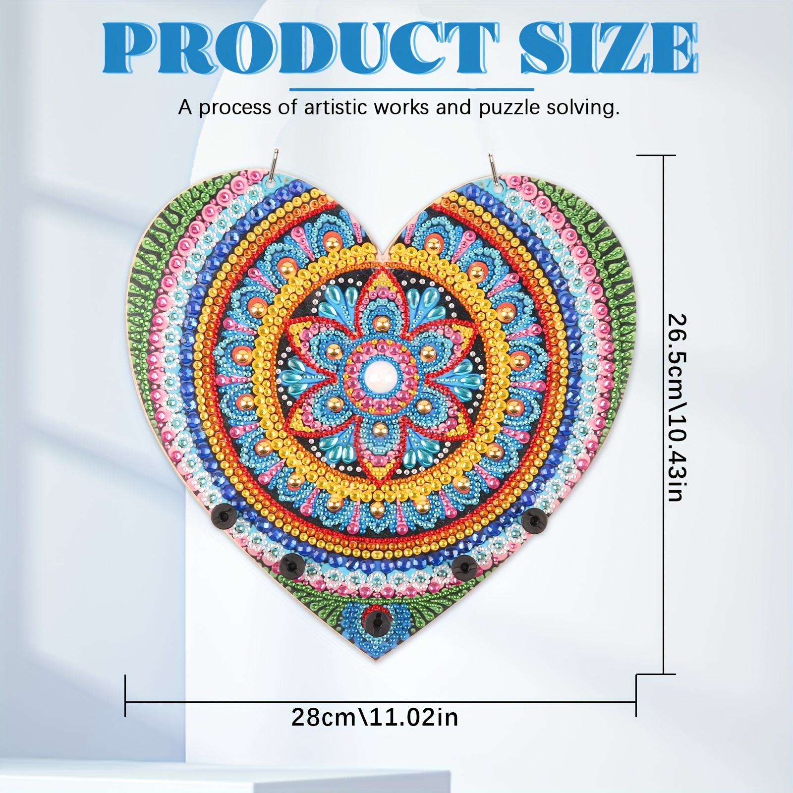 Diamond Painting Kits Key Hanger For Wall, Diamond Painting Key Holder For  Wall Decorative, Heart-shaped Mandala Diamond Art Rack, DIY Special Shaped