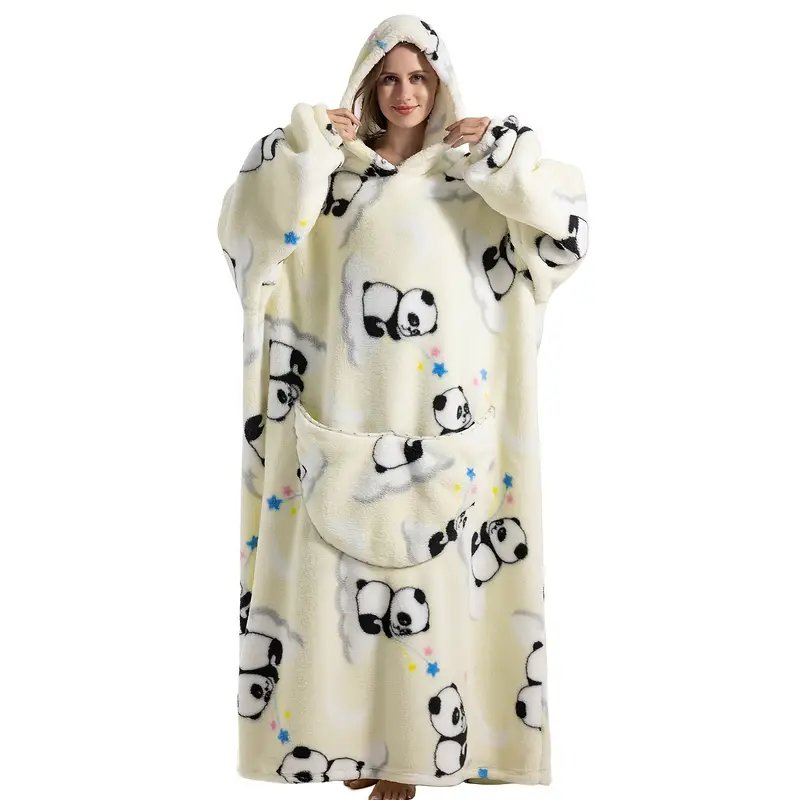 Wearable Blanket Hoodie Plush Soft Warm Sherpa Fleece Hoodie