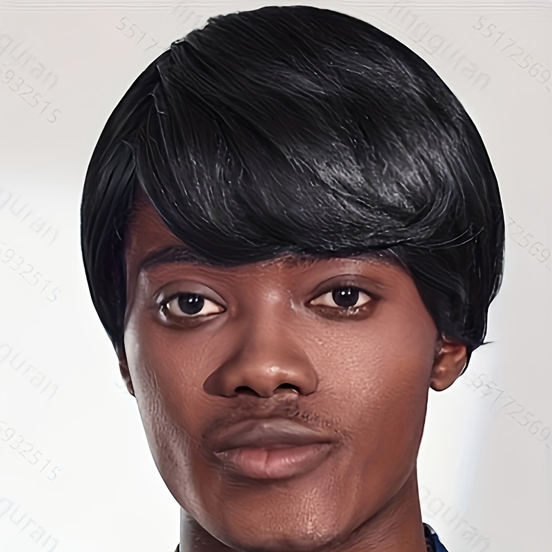 2 Styles Blonde Black Short Wig With Slanting Bangs Natural