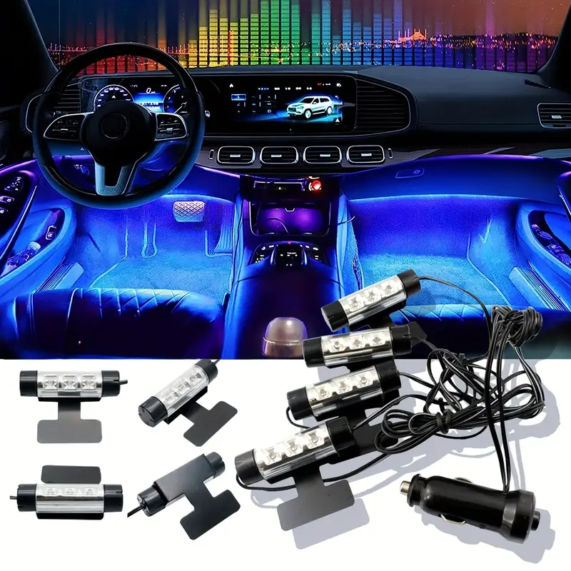 Car Ambient Light Contains 4 Lamp Car Cigarette Lighter Easy - Temu