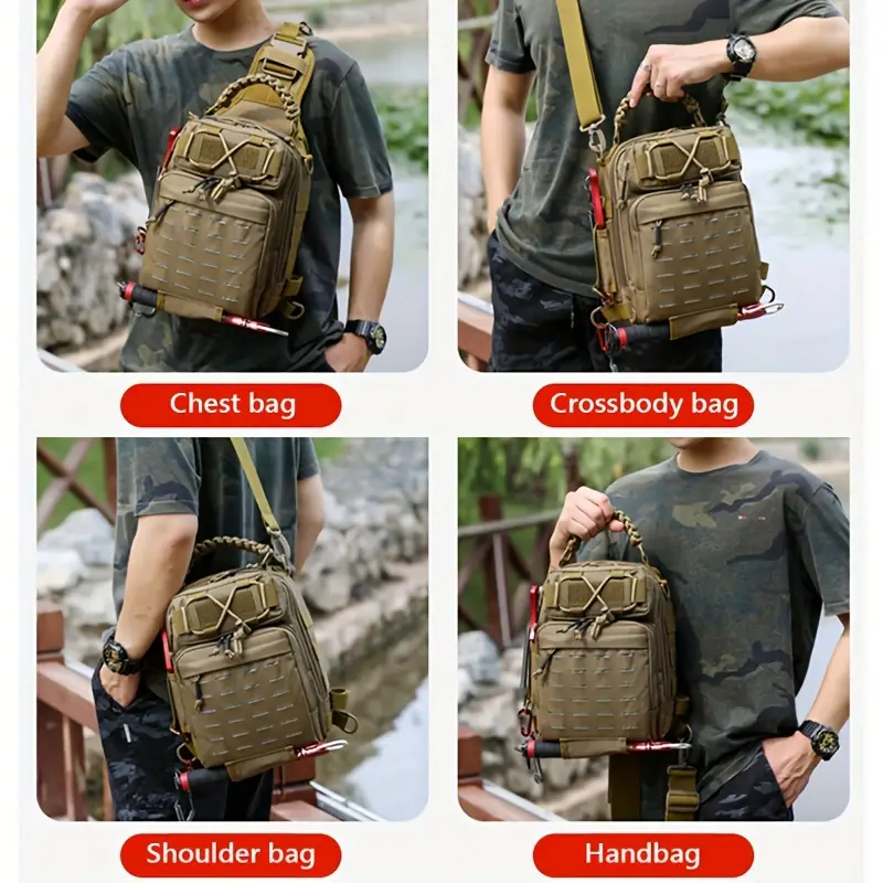 Men's Crossbody Chest Bag Fishing Tactical Sling Bag Outdoor