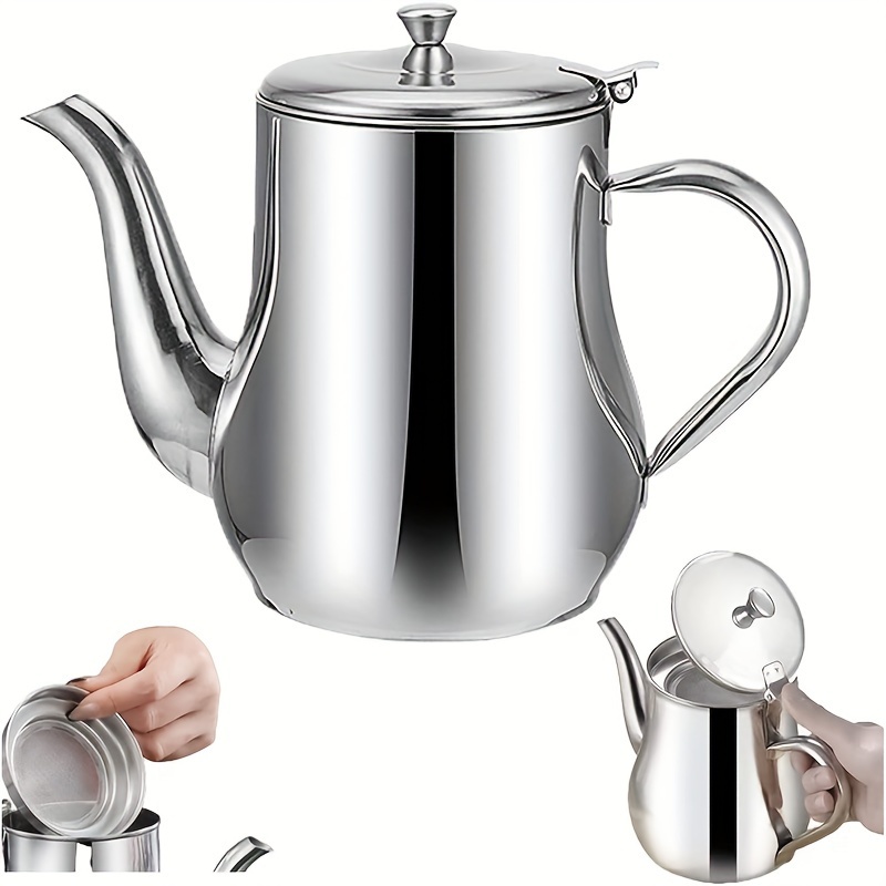 Stainless Steel Gooseneck Teapot With Filter Metal Tea Pot - Temu