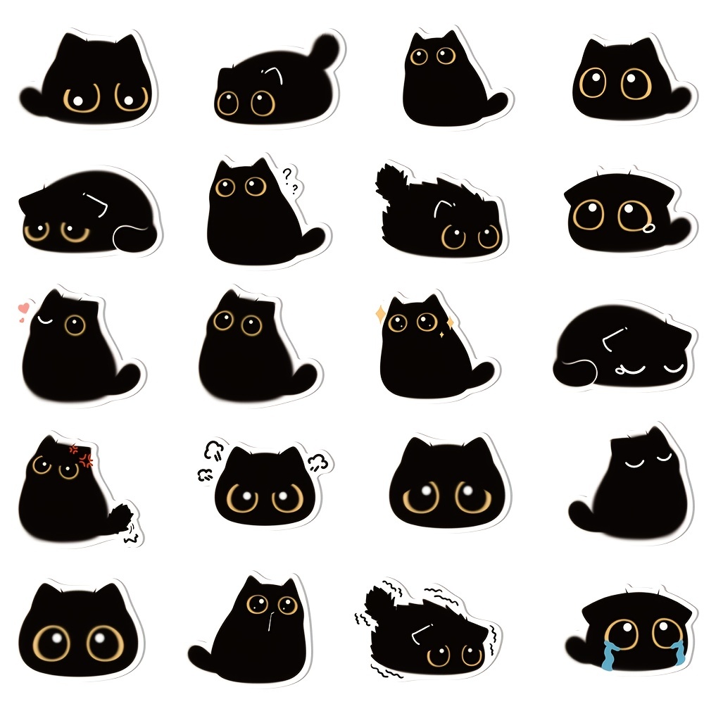 Sticker black Cat Cute Meme Kitten Doodle 