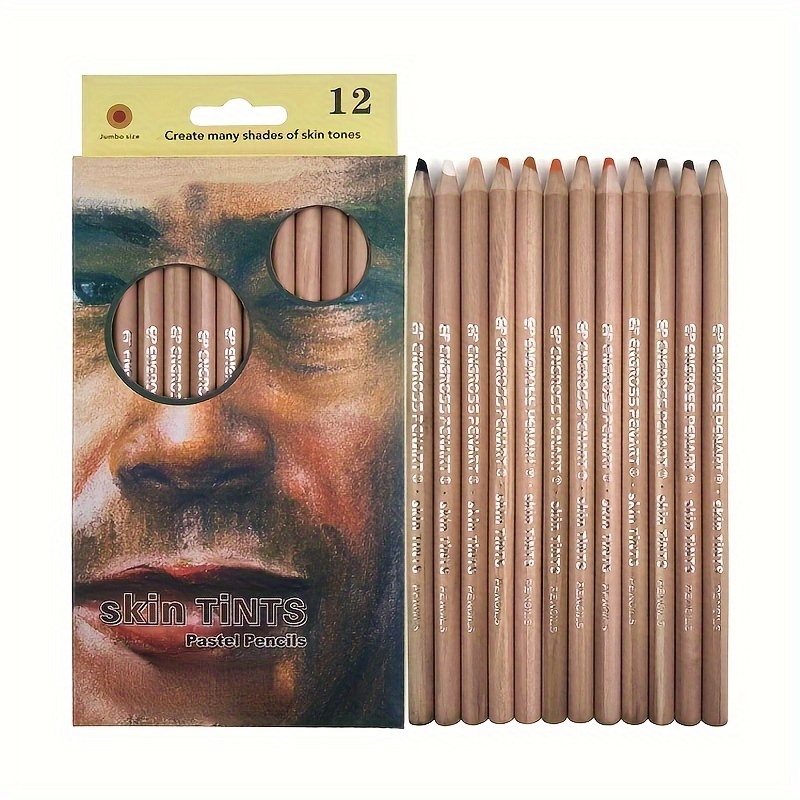 12pcs Professional Soft Pastel Pencils Wood Skin Tint Pastel