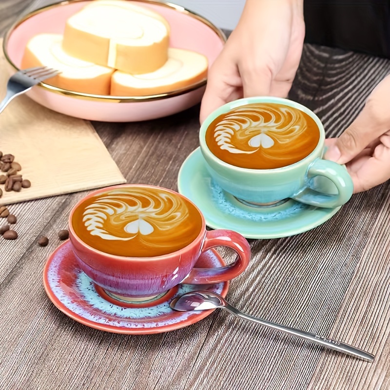 Nuova Tazza Da Caffè In Ceramica Piccola A Cambiamento Di Piccolo Forno  Retro Con Piattino In Smalto Spazzolato Per Caffetteria/ristorante - Temu  Italy