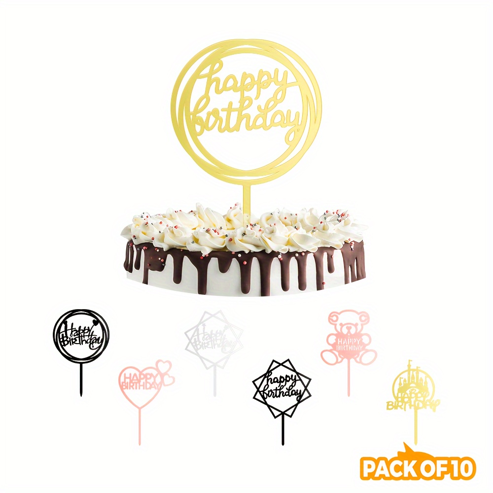 10 pezzi di acrilico Happy Birthday Cake Toppers, inserti per torte di  compleanno, decorazioni per torte, forniture per feste - Temu Italy